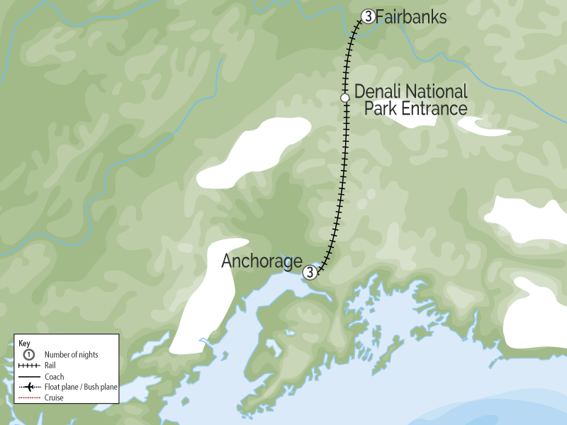 Alaska Aurora Train | Northern Lights Adventure map