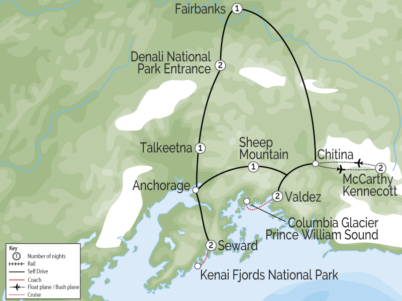 Alaska National Parks Self Drive Explorer map
