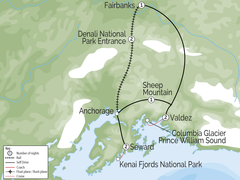 Alaska Rail & Road Trip Circle Tour map