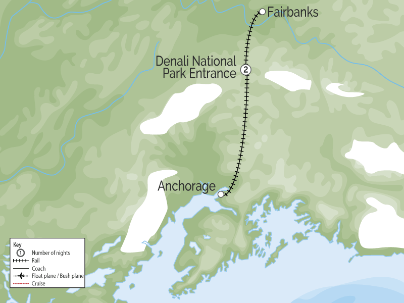 Denali Alaska Railroad Highlights map